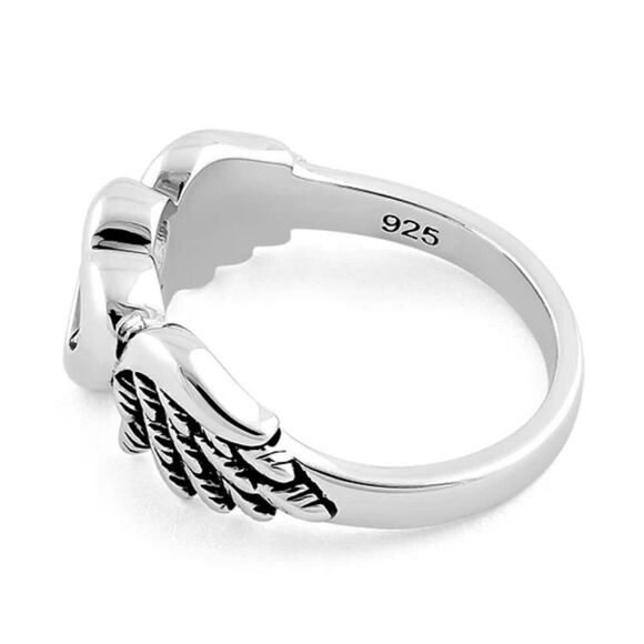 New Sterling Silver Wings Heart Ring - Picture 4 of 4